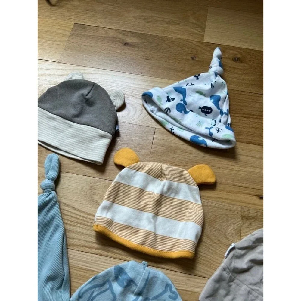 Bundle of 10 Baby Hats newborn-9m in Mixed Patterns and Colors